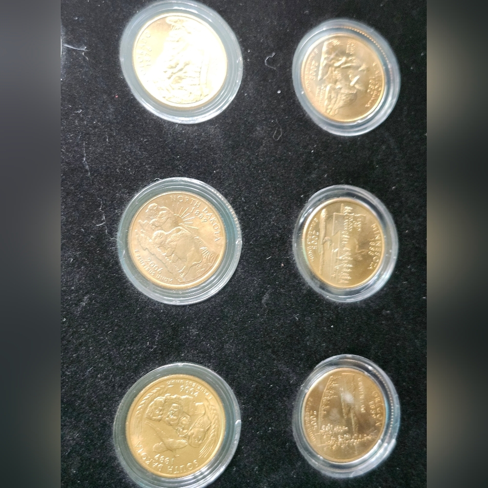 24kt. Gold Plated State Quarter Set Phiadelphis Mint In Display Case - Picture 9 of 14